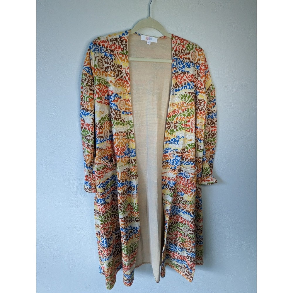 LuLaRoe Multi Colored Sarah Cardigan Duster Sz M